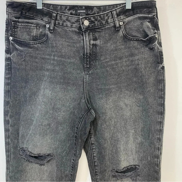 Express Jeans 90s Ankle‎ Boot Woman 14  Black Fade Distressed All Cotton Boho - Picture 2 of 12